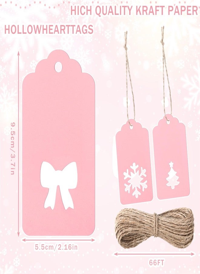 سيفانير مجموعة سيفانر من 120 قطعة من بطاقات هدايا عيد الحب الوردية مع خيط، مقاس 2.2 × 3.7 بوصة، بطاقات ورقية وردية اللون تحمل أسماء عيد الحب، ملصقات معلقة بكميات كبيرة مع فيونكة مجوفة، وزينة على شكل شجرة عيد الميلاد وندفة ثلج، مثالية لتغليف هدايا العطلات والأعمال اليدوية. - Image 2